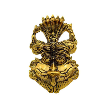 Metal Feng Shui Vastu Showpiece Nazar Battu with Naag Ganesha Suraksha Kawach Mask for Evil Eye Protection for Home, Office Wall & Door Hanging - Brass Daddy