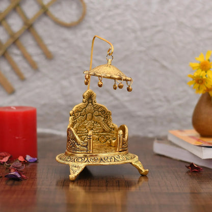 Metal Singhasan Oval Shaped for God Idols - Brass Daddy