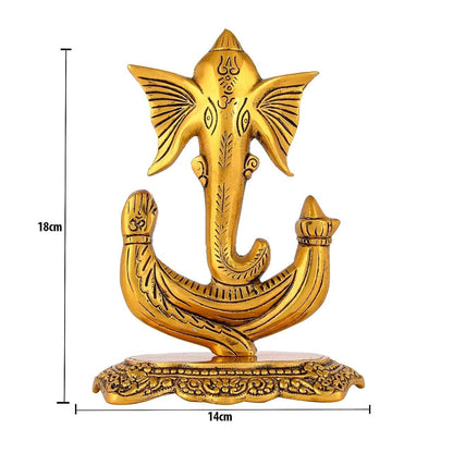 Ganesh Seated on Lotus Wall Showpiece for Decor Home and Gifts - Brass Daddy
