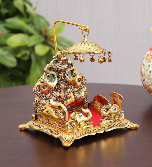 Metal Krishna Sighasan, Laddu Gopal Singhasan For Home And Office Temple - Brass Daddy