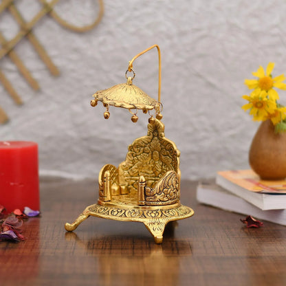 Metal Singhasan Oval Shaped for God Idols - Brass Daddy