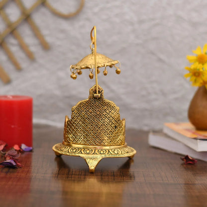 Metal Singhasan Oval Shaped for God Idols - Brass Daddy