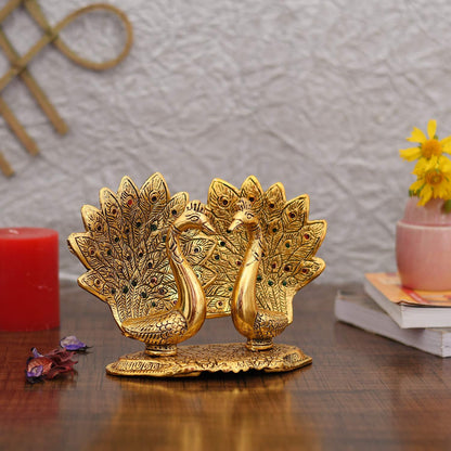 Kissing Peacock Decorative Showpiece - Brass Daddy