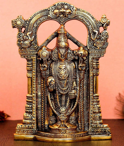 Tirupati Balaji, Sri Venkateswara Idol, Spiritual Home Decor Decorative Showpiece - 24 cm - Brass Daddy