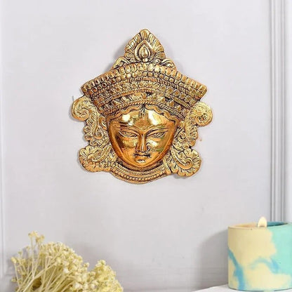 Shri Durga MATA Face for Wall Hanging/Durga Maa Face Mask Wall Hanging for Good Luck, Success and Prosperity - Brass Daddy