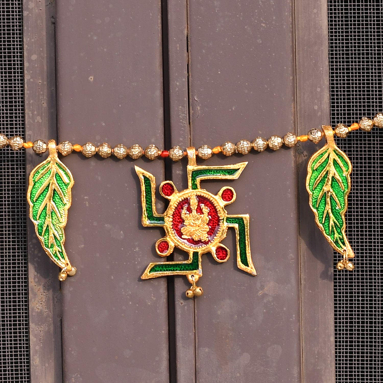 Swastik Shubh Labh Metal Toran for Diwali/Toran for Door/toran for Pooja Room Mandir/Main Door Room/Diwali Decoration Items for Home (Size 38 x 3.5 Inch) - Brass Daddy