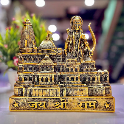 Metal Shree Ram Mandir Architectural Model Prabu Shri Ram Janam Bhumi Ayodhya Showpiece for Home Decor, Office | Metal Showpiece - Brass Daddy