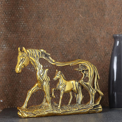 Horse with Baby Horse Golden Plated - Brass Daddy