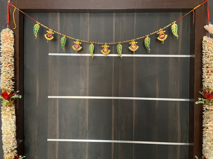 Handmade Premium Antique Metal Shubh Labh Bandarwal Toran for Door & Wall Hanging - Brass Daddy