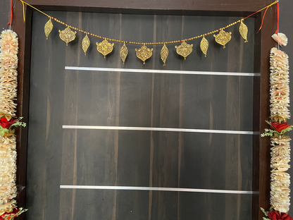 Golden Handmade Premium Antique Metal Shubh Labh Bandarwal Toran for Door & Wall Hanging - Brass Daddy