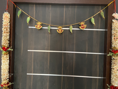 Handmade Premium Antique Metal Shree Namah Bandarwal Toran for Door & Wall Hanging - Brass Daddy