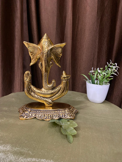Ganesh Seated on Lotus Wall Showpiece for Decor Home and Gifts - Brass Daddy