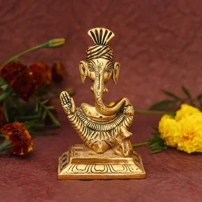 Metal Pagdi Ganesha Statue - Brass Daddy