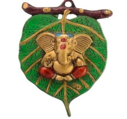 Green Leaf Ganesh for wall hangings - Brass Daddy